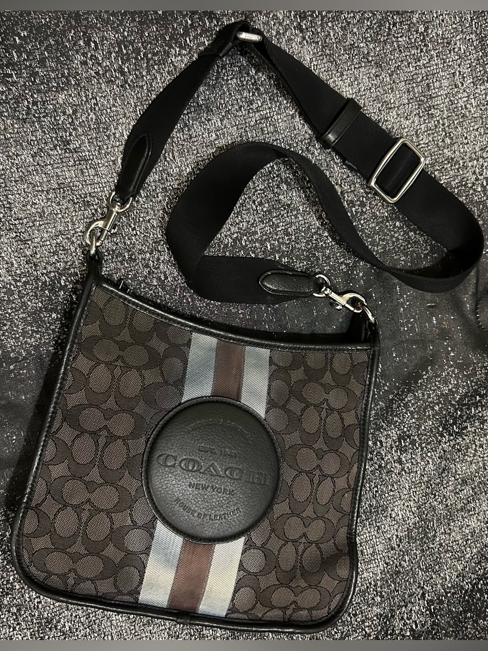 Coach Dempsey File Bag CA195 Signature Jacquard Stripe Crossbody